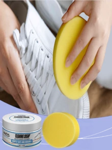 JUE FISH 1套白色擦鞋膏，高效清洁力，去除鞋子上各种污垢污渍，使鞋子看起来清新洁净，有效溶解污渍，深层去除表面污渍，清洗后不掉色，成分温和，细致维护鞋质