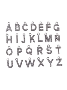 26pcs/Set A-Z Initial Crystal Alloy Charms Pendants For DIY Jewelry Making, Women Earrings, Necklaces, Craft Accessories