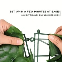 1pc Artificial Fence, Realistic Faux Plant Vine Decorative Garden Railing Fence, Expandable Wooden Trellis - Green - View 8