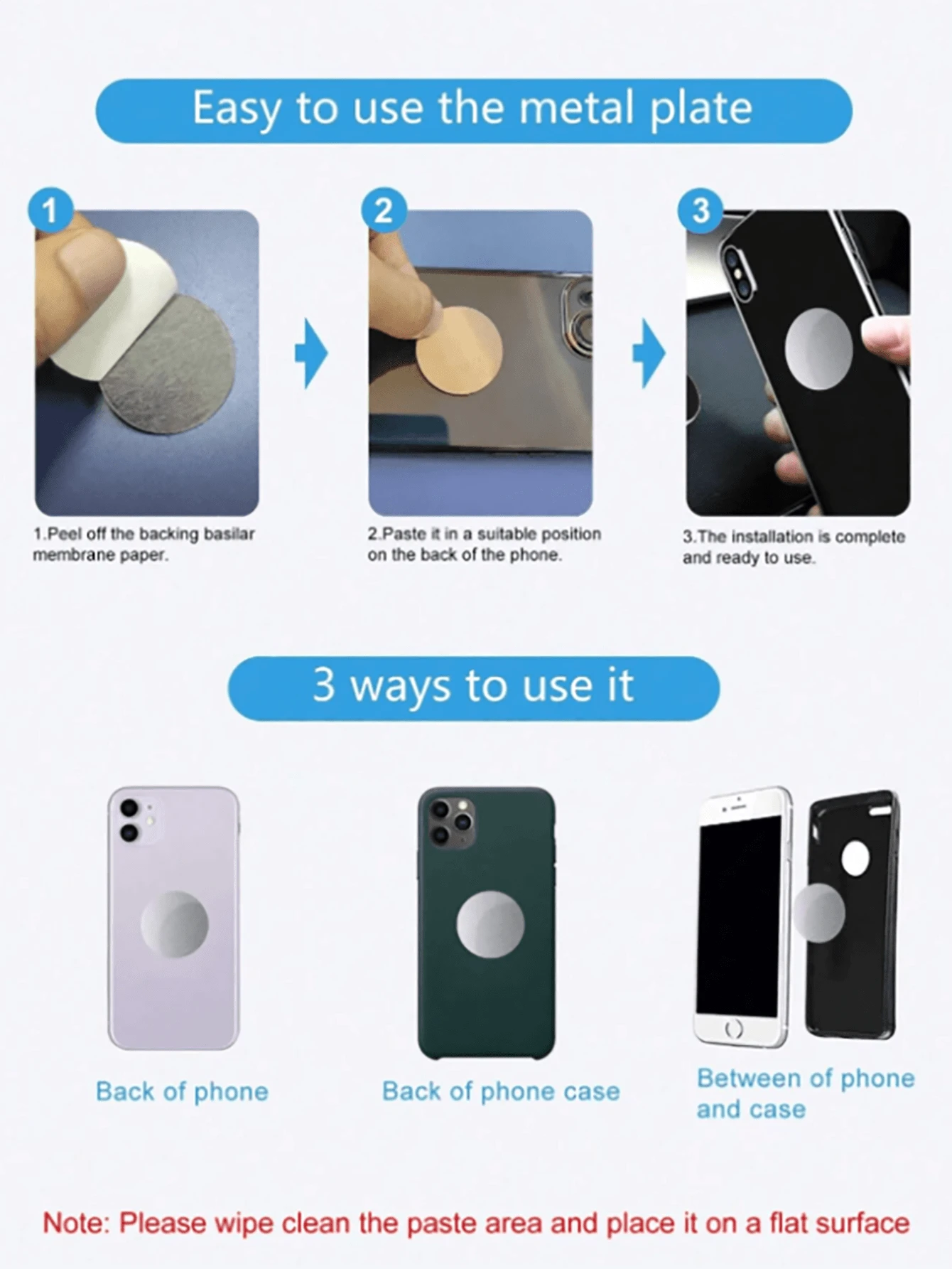 1pc Metal Material Circular Mini Magnetic Phone Holder, Car Multifunctional Phone Navigation Holder, Car Dashboard Holder - Multicolor - View 6