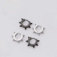 2 Pcs Stud Hoop Earrings In Punk Style, Gothic Rock Hip Hop Style Earrings (Male And Female), Suitable For Parties, Parties, Everyday Wear