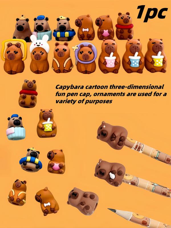 2 pièces/4 pièces/8 pièces Capuchon de crayon dessin animé Capybara, étui de protection pas cher, vous n'avez plus à vous soucier de la rupture du crayon, empêche la coloration aléatoire de la boîte de papeterie, capuchon de crayon créatif et très attrayant pour étudiant, détachable, cadeau pour la famille, les amis, les collègues, convient pour la saison de la remise des diplômes, l'Aïd el-Adha, la Fête nationale, la saison scolaire