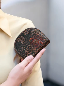 Women's Embossed Floral Cardholder Multi-Card Slots Compact & Vintage Fashion Card Holder Suitable For Daily Use For Women Money Wallet Mini Wallet Purse Wallet Card Wallet