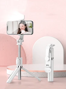 1 pezzo Bastone per selfie con luce supplementare, bastone per selfie estensibile per smartphone, treppiede per smartphone con telecomando senza fili, rotazione a 360° per iPhone/smartphone Android
