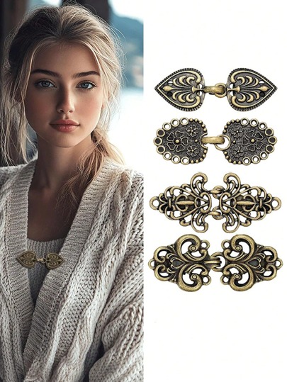 1/3Pcs Retro Sweater Swirl Clip Cape Cloak Clips Cardigan Brooches Pins Shawl Collar Clasp Dress Shirt Brooch Clip Jewelry For Women, New Year's Gifts, Valentine's Day Gifts, Women's Gifts