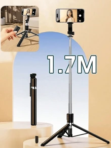 Bastone per selfie senza fili da 1700 mm/67 pollici, treppiede estensibile per smartphone, pieghevole, monopiede stabile per riprese equilibrate, live e selfie, adatto per vacanze estive, viaggi, attività all'aperto, live streaming
