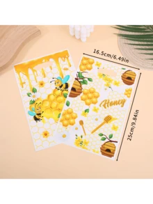 30/50 Pieces Of Small Bee Gift Bags, Plastic Glass Paper Gift Bags, Tote Bags, Cartoon Style Small Bee Theme Design, Decorated With Small Bee Patterns, Suitable For Weddings, Birthday Party Supplies, Wedding Gift Bags, Gift Distribution Packaging Bags - Four-in-one Bee - View 4