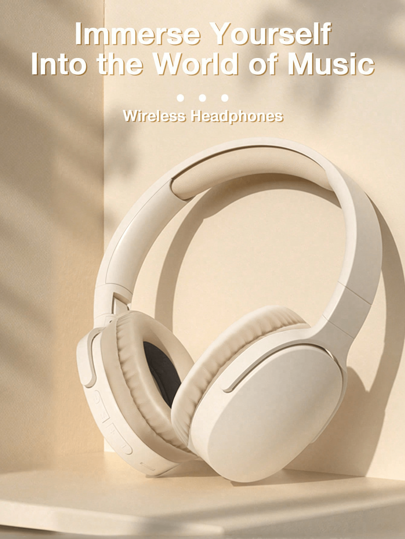 GENAI Wireless Headphones Over Ear, With Microphone, HiFi Stereo Foldable Lightweight Headset, Volume Control Stereo 3.5mm Wire Headset For Deep Bass For Home Office Cellphone PC Ect.