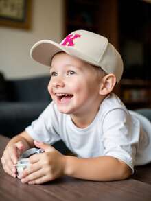 1pc Kids A-Z Letter Embroidered Adjustable Baseball Cap, Unisex Outdoor Casual Sun Hat, Bone White, Ages 8-16 - Beige - View 4