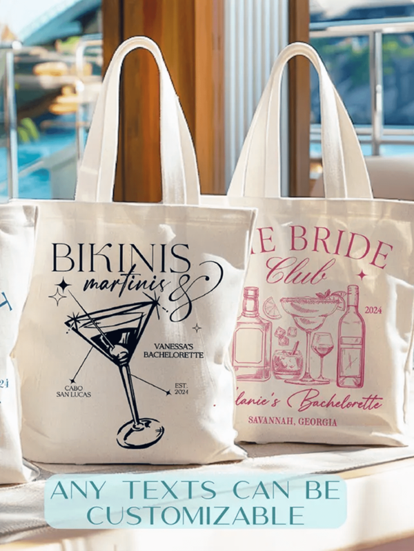 1pc Customized Canvas Tote Bag, Beach Bag, Coastal Bridal Party Favor, Nautical Beach Bridal Bag, Cocktail Party Favor, Foldable Canvas Bag, Unique, Lightweight, Spacious, Casual, Fashionable, Suitable For Handbag, Shoulder Bag, Leisure And Shopping Bag, Mother's Day Gift, Great For Mom, Girlfriend, School Supplies, Middle School Students, High School Senior High School Students, College Students, University Students, Freshman, Sophomore, Underclassmen