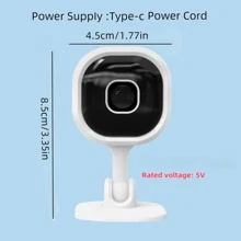 1 pièce Mini caméra blanche haute définition, appel vocal bidirectionnel, vision nocturne, détection d'alarme en temps réel, visualisation en direct multi-utilisateur, enregistrement continu, convient pour la surveillance intérieure et extérieure, mini caméra espion