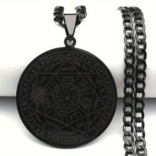 Medalha dos Sete Arcanjos Colar de Anjo para Mulheres e Homens, Aço Inoxidável, Selo de Proteção de Salomão