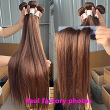 BINF #4 Straight Human Hair Extensions Colored Chocolate Brown Cheap Human Hair Bundle For Women 1 / 3 / 4 Bundles Double Weft 10-30" - màu 4 - Xem 6