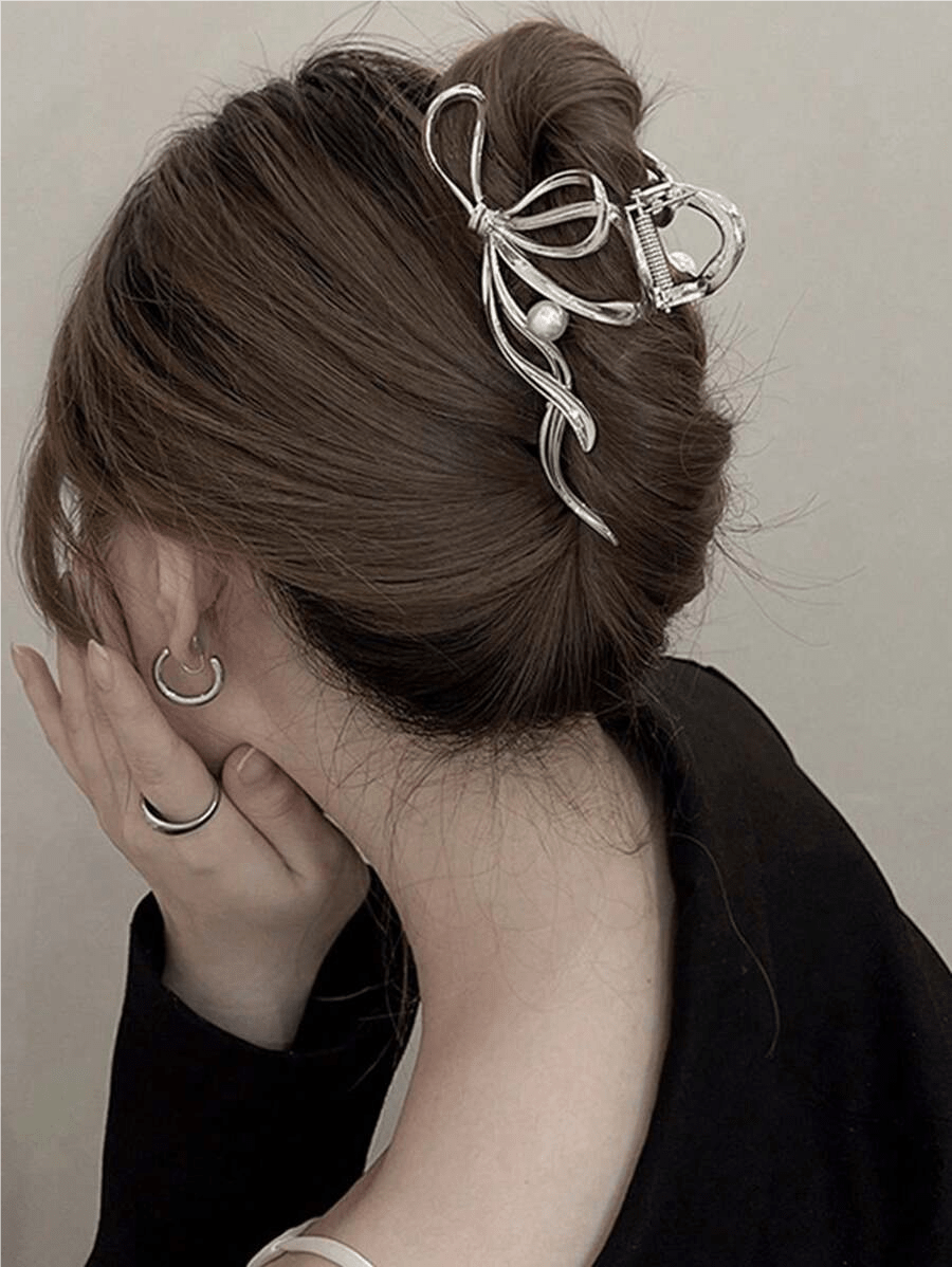 Women's Elegant Bowknot Hair Claw Clip, Large Tail Design For Updo, High-End Chic Niche Hairpin