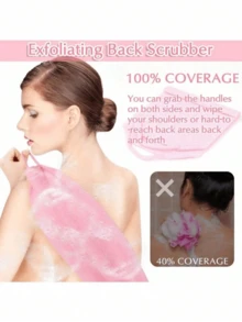 去角质手套套装，丝瓜络手套，搓澡刷，厚实强力背部搓澡器，背部去角质剂，适用于圣诞节、新年、母亲节、毕业礼物，干刷，硅胶丝瓜络，去角质剂，硅胶身体刷，沐浴毛巾，卫生用品，沐浴刷，粉色