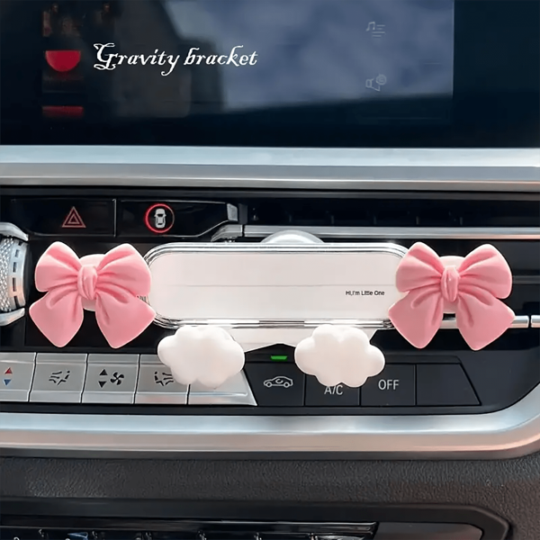 Car Must Haves,Gravity Bracket Car Air Vent Mount, Creative Bowknot Design, White Plastic Phone Holder, Vehicle Interior Accessory, Universal Fit For Various Car Models,It Is Convenient To Use Car Navigation Compatible With IPhone, Android Phone, Gift For Birthday, Family, Friends For Summer Air Vent Phone Holder, Car Accessories, Car Phone Holder