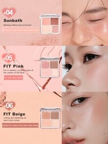 JUDYDOLL 2-In-1 BLUSH & HIGHLIGHT PALETTE 9g, Blush & Highlighter Compact, Cream Blush & Powder Highlighter, Luminous, Matte, New Launches, Suitable For Dating, Weddings, Parties, Gifts For Friends And Girlfriend - #06 FIT Màu be - Xem 3