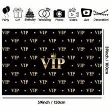 1p Black Simple Background Party Decoration VIP Base Pattern Banner Supplies Photo Booth Scene Props Indoor/Outdoor/Garden Home Decoration Paintings No Charging Required, Multi-Purpose - Multicolor - View 15