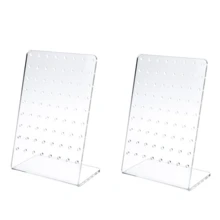 1 Pack 72 Holes Acrylic Earring Holder Organizer Ear Studs Jewelry Storage Display Rack Showcase Earrings Display Stand Earring Storage For Selling Retail Marketing Personal For Women Storage Organizer Travel Essentials Back To School Dormitory Storage,Room Decor - Clear - View 14