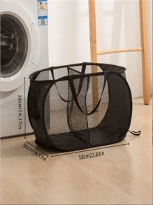 Verstärkter faltbarer Wäschekorb mit handgehaltenem Mesh-Format Wäscheaufbewahrungskorb, geeignet für Schlafzimmer, Badezimmer, Waschküche, Reinigung