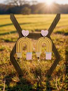 1 par de aretes con colgante en forma de lápiz de colores, excelentes para regalos de maestros, diseño de borlas de madera coloridas, perfectos para fiestas, regreso a clases, Día del Maestro