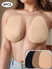 4片/2片装隐形提拉文胸花瓣，无肩带，米色/咖啡色/黑色，适合B-E杯，大胸提拉文胸花瓣，无纺布文胸花瓣