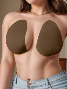 4片/2片装隐形提拉文胸花瓣，无肩带，米色/咖啡色/黑色，适合B-E杯，大胸提拉文胸花瓣，无纺布文胸花瓣