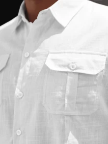 男士纯色休闲短袖衬衫 - 舒适透气，适合工作场合，时尚设计