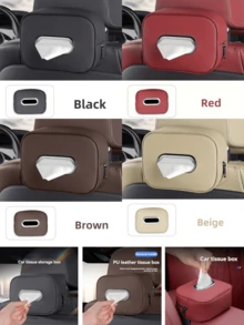 1pc PUPU PU Leather Car Tissue Box Holder, Multi-Functional Storage Organizer For Sun Visor, Seat Back, Armrest - Vehicle Interior Accessory - Multicolor - View 13