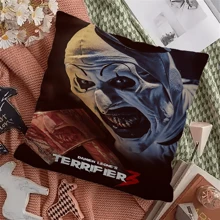 WB 1PC Terrifier Movie Art The Clown Horror Classic Movie Pillow Cushion Cover Pillowcase Living Room Sofa Home Decor Customized