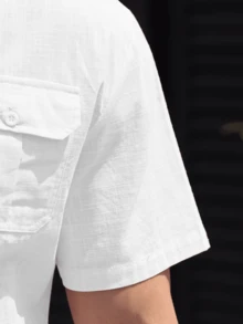 男士纯色休闲短袖衬衫 - 舒适透气，适合工作场合，时尚设计