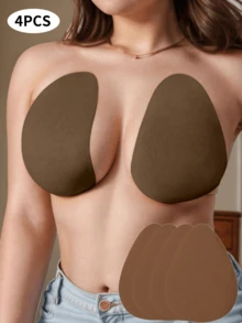 4片/2片装隐形提拉文胸花瓣，无肩带，米色/咖啡色/黑色，适合B-E杯，大胸提拉文胸花瓣，无纺布文胸花瓣