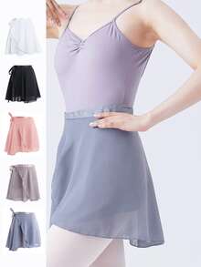 1pc Women's Elegant White Ballet Tutu Skirt With Waistband - Sheer Chiffon, Suitable For Dance Practice And Performance, Versatile Wrap-Around Design Covering Hips, Great For Gymnastics And Beach Activities, Performance Costume | Wrap Skirt | Polyester Skirt - Multicolor - View 2