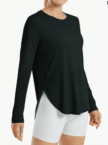 Christmas Slimming Yoga Sport T - Shirt, The Arc - Shaped Hem Of The Base Layer Shirt For Modification, Women's Top, Sporty And Casual