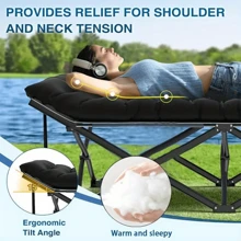 1PC, Foldable Portable Recliner; Comfortable Design For Home, Office, And Camping Use; High Comfort Thick Cushion, Black