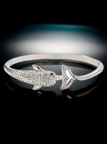 Fashionable Atmospheric Charming And Luxurious Dolphin Rhinestone Bangle Bracelet For Girl Party Gift