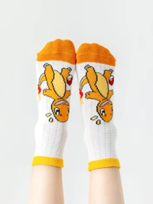 pokemon 1/5 Pairs Pokemon Cartoon Cute White Straight Tube Thin Ankle Socks, Versatile For Summer