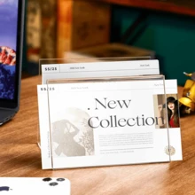 1 Set Acrylic Clear Postcard, Business Card, Greeting Card Display Stand, Transparent Card Holder For Office Desk, Home, School - Transparent - View 3