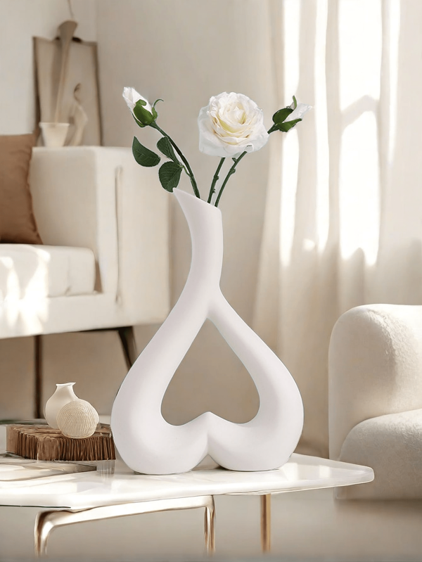 1pc Art Vase - Modern Heart-Shaped Vase For Minimalist Decor,Aesthetic Vases For Home Decor Living Room,Coffee Table,Wedding,Dinner Table,Office Room Decor Flower Vase Glass Vase