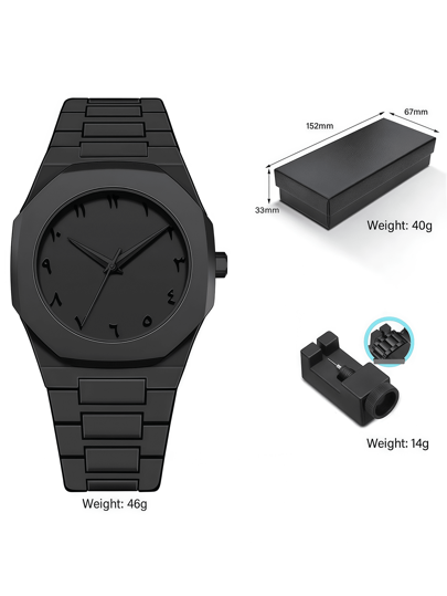 ساعة رجالية كوارتز بلاستيكية، مقاومة للماء، بلون أسود رياضي، إبداعية، شخصية، مناسبة للارتداء اليومي، هدية للرجال قطعة واحدة