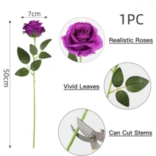 Nejlue Artificial Flowers/Plants1111 Home & Living 10 件紫色人造玫瑰花，丝绸长茎玫瑰花束，适用于家居装饰、房间装饰、花园装饰、墙壁装饰、室内外装饰、卧室装饰、婚礼装饰、餐桌装饰、圣诞装饰、派对装饰、生日装饰、秋季装饰