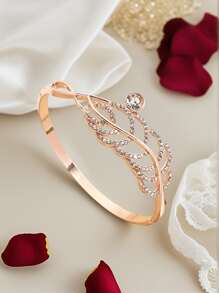 Fashion Feather Rhinestone Charming Girl Bracelet Bangle Gift Party