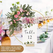 8pcs Golden Metal Floral Wreath Centerpieces Set, Include 4/5pcs Wooden Stands And 4/5pcs Golden Metal Floral Hoop Centerpieces - Perfect For Wedding Decor, Home Decor, Room Decor, Birthday Decorations And Party Supplies