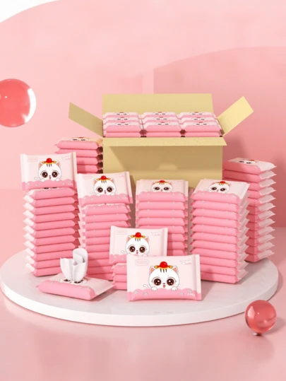 100-pack våtservetter, rengöringsdukar, 10 ark per förpackning, engångsservetter av non-woven-kvalitet, personlig vård för män och kvinnor - snabbtorkande, mjuka, hygieniska - lämpliga för hemmet, utomhusbruk, camping och resor, daglig städning, affärsresor, skola etc. Resetillbehör (slumpmässig färg och stil)