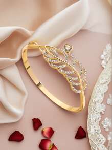 Fashion Feather Rhinestone Charming Girl Bracelet Bangle Gift Party