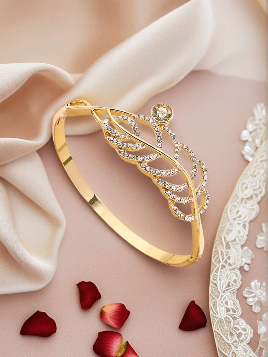 Fashion Feather Rhinestone Charming Girl Bracelet Bangle Gift Party