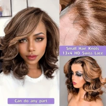 8-20inch 200% Density Bob Wig Human Hair 4/27 Highlight Ombre Honey Blonde HD Lace Front Wig Human Hair 13X4 Body Wave Lace Front Wigs Human Hair Pre Plucked With Baby Hair For Women - S4/27 - Xem 5