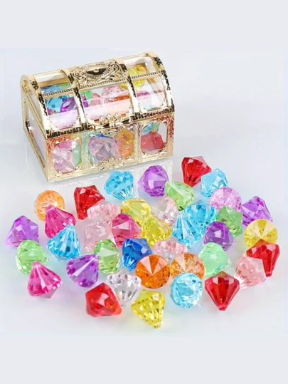 6/10/15pcs Diving Gems Pool Toys, Diamond Treasure Chest Swimming Gems Pirate Diving Toy Set, Underwater Swimming Toy Game Gift (Gold)