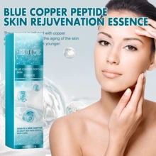 Blue Copper Peptide Hydrating Face Serum Capsules - Fragrance-Free, All-Day Moisture For Dry Light Beige, Unisex Facial Essence With Hyaluronic Acid & Vitamin C, Deeply Hydrates & Rejuvenates Light Beige, Skincare Serum | Sleek Packaging | Copper Peptide Serum - Baby Blue - View 3