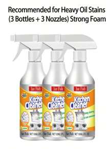 Jue-Fish 3pcs/Set Disposable Use Stove & Range Hood Degreasing Cleaning Spray, Heavy Duty Deodorizing Kitchen Cleaner, Removes Tough Grease, Oil Stains, Blackened Cookware, Suitable For Home, Restaurant (Random Old/New Model)